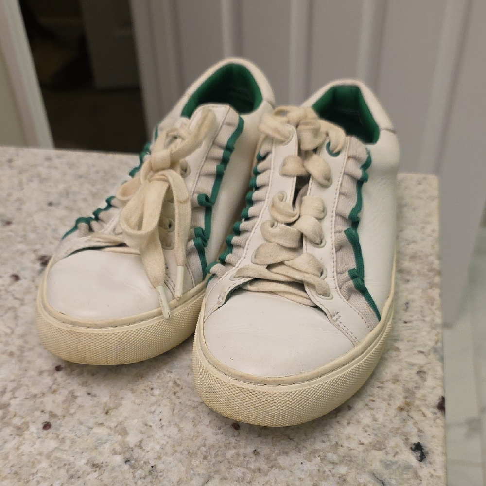 Tory Sport Cream and Green Kids Sneakers
